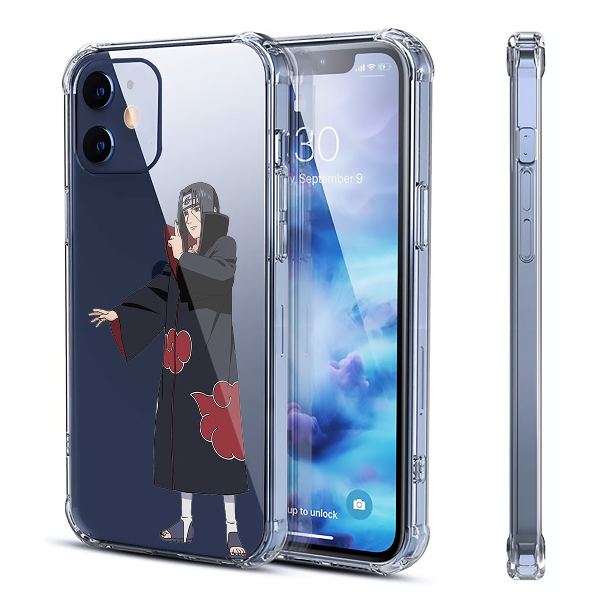 （画像用） NARUTO -ナルト- うちは イタチ Uchiha Itachi 【iPhone 12シリーズ対応】透明スマホケース（クリアソフトケース）